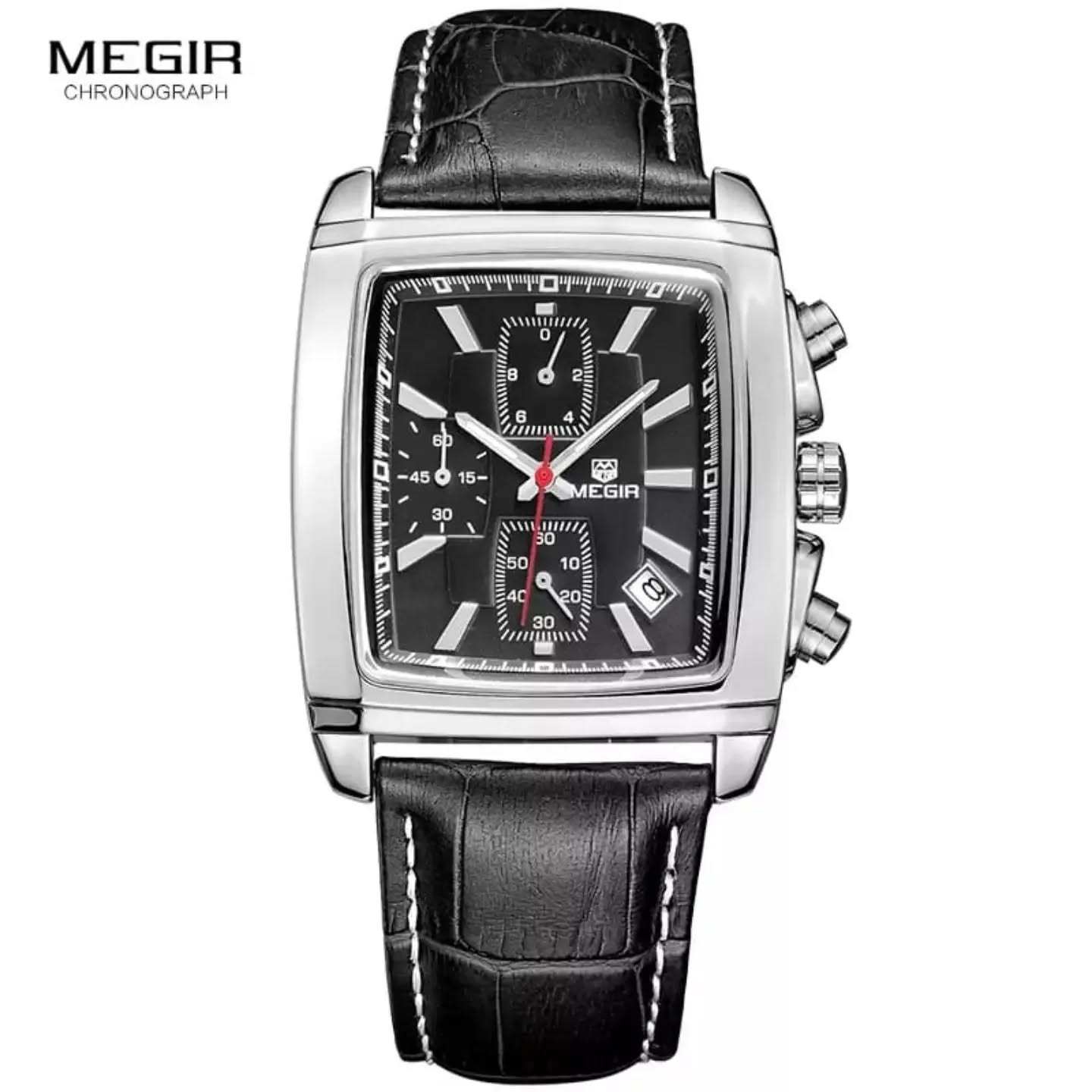 Black rectangular chronograph watch at Bobvic Watches